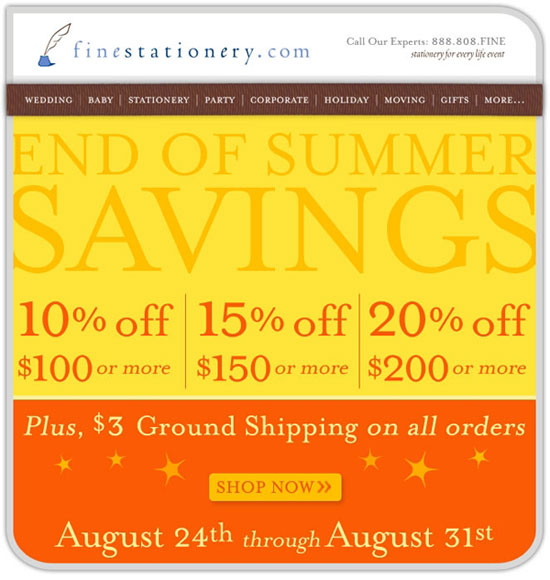 Fine Stationery Coupon End of Summer Sale